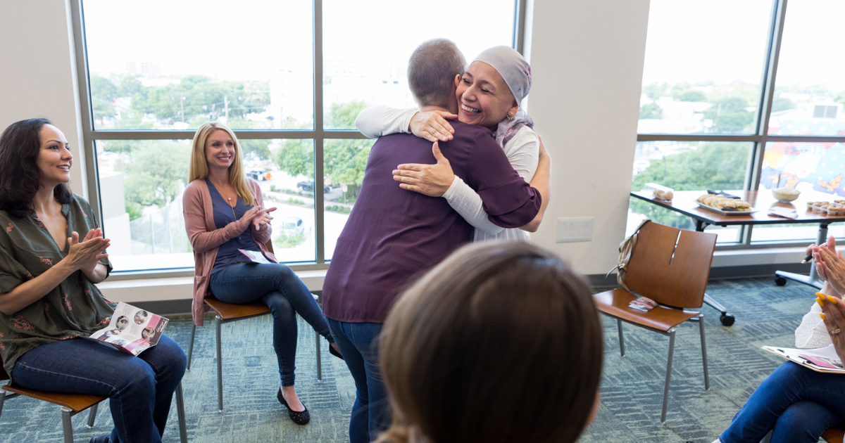 Two women hugging