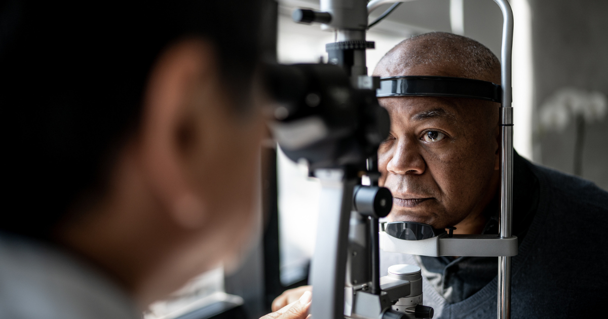 Older man getting his eyes checked