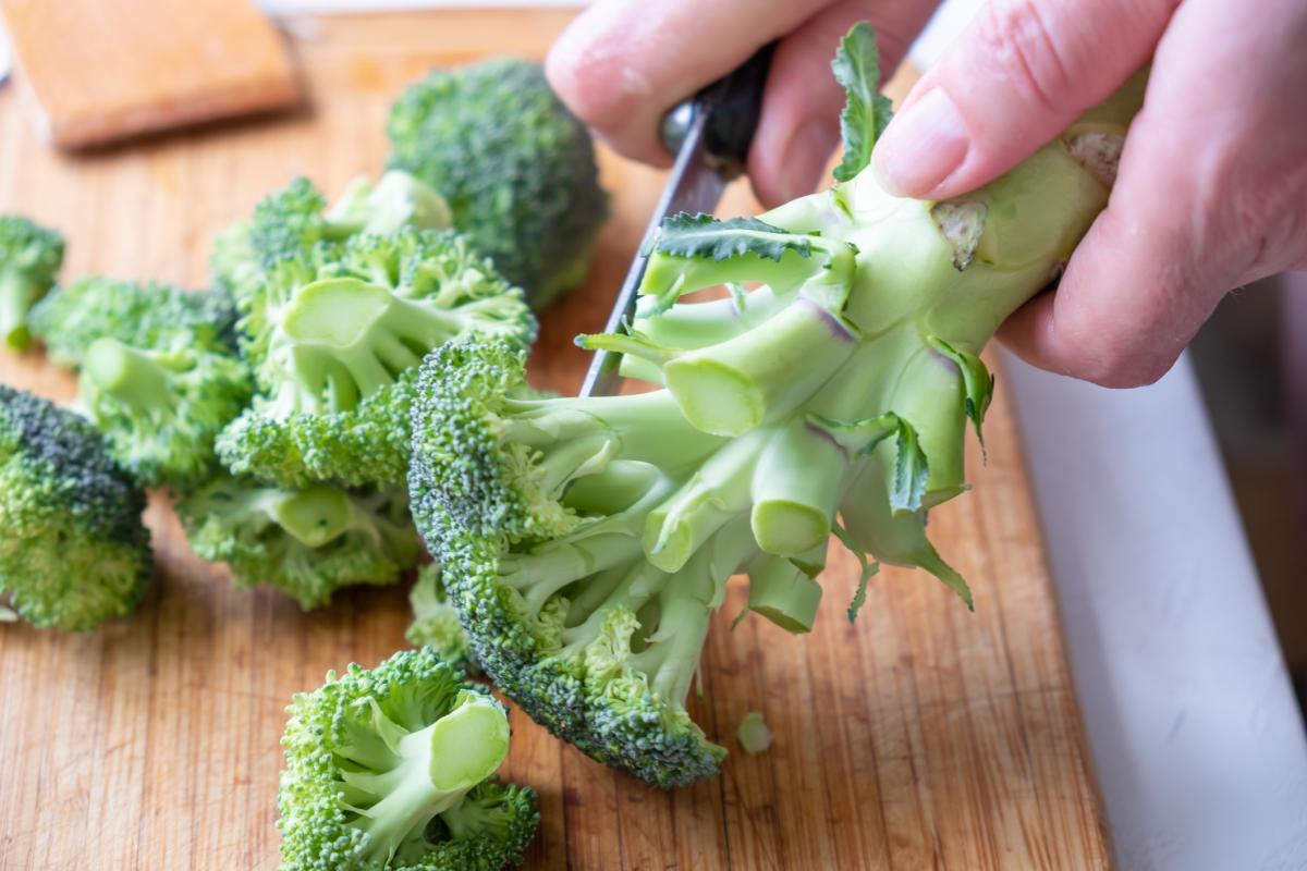 Broccoli on cutting board