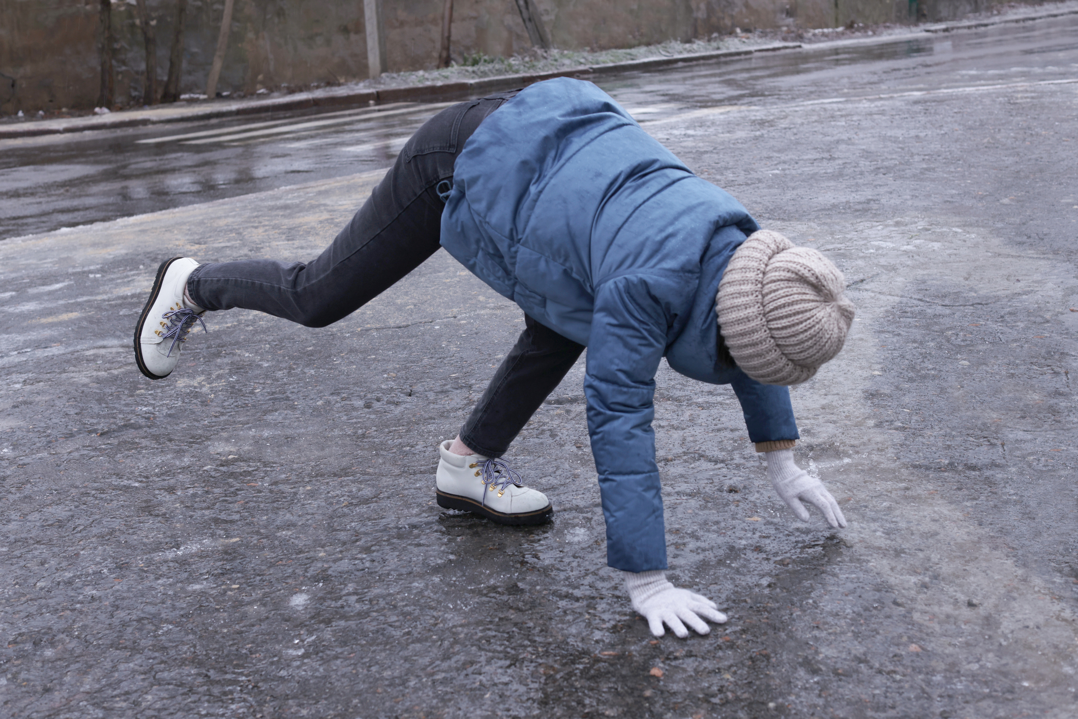 Person slipping on ice