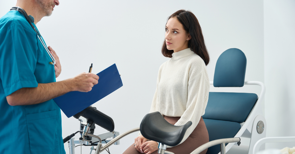 Woman talking to gynecologist