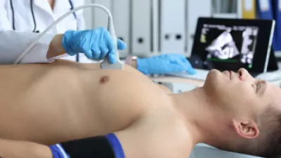 Man getting an ultrasound of his heart