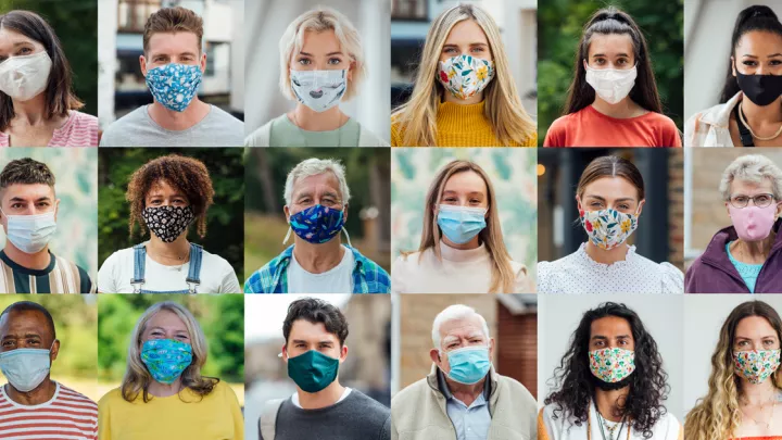 compilation of people wearing face masks