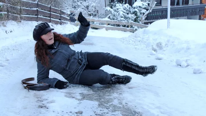 Woman slipping on ice