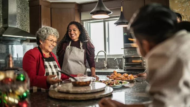 Woman and mother in kitchen