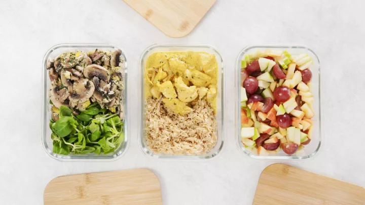 Meal prep containers full of food